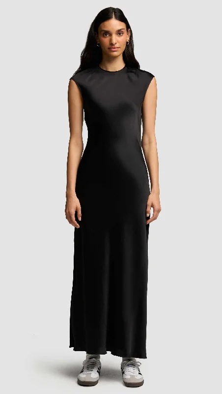 Bias Dress in Viscose Satin | Black