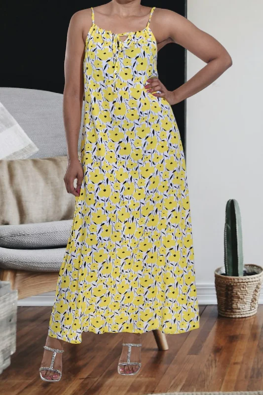 Yellow Floral  Strappy Dress