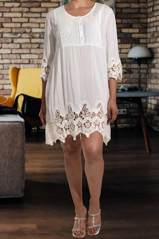 Cream Pattern Dress Top