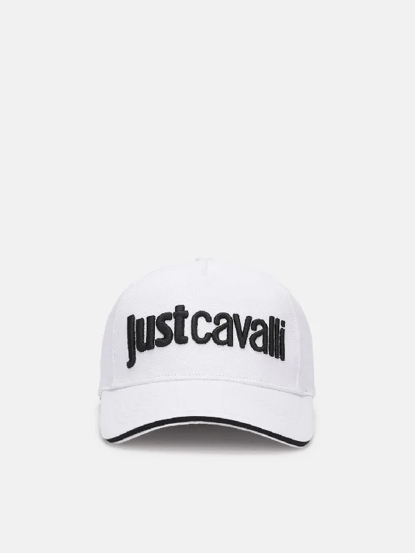 Just Cavalli Men White Embroidered Baseball Cap