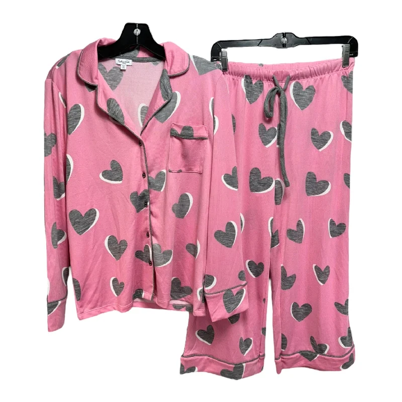 Heart Pajama Set 2pc By Splendid In Pink, Size: S