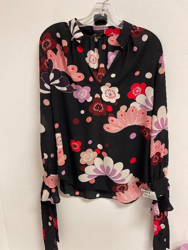 Top Long Sleeve By Ann Taylor In Black & Red, Size: S